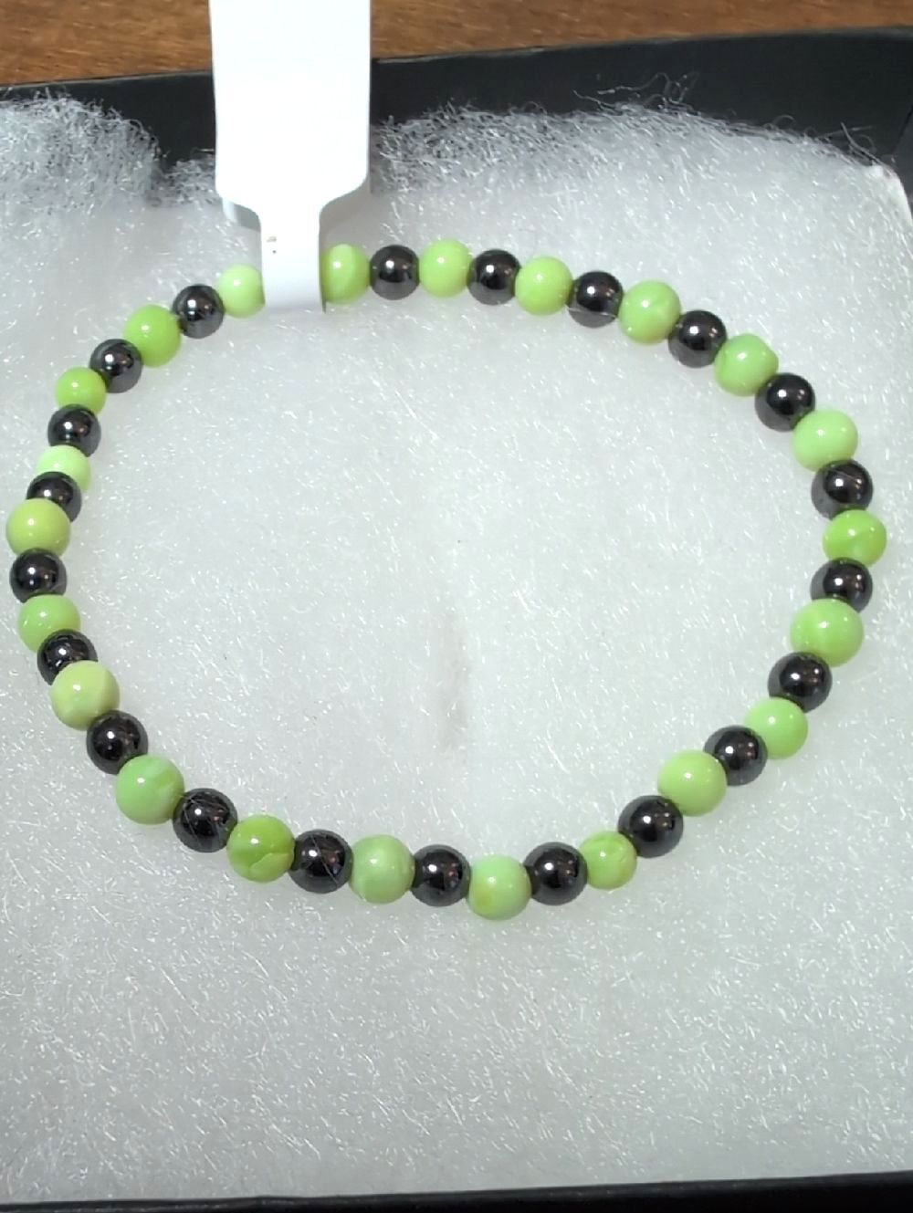 Handmade Green Opal & Hematite Bracelet | 7-Inch Stretch | Alaska Made